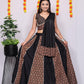 Ajrakh Printed Rayon Lehenga Choli Set with Dupatta Black