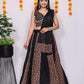 Ajrakh Printed Rayon Lehenga Choli Set with Dupatta Black