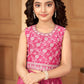 Presenting Girl's Ethnic Pink Lehenga Set with Dupatta & Purse