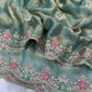 Premium Space Silk Rama Saree with Embroidery Work