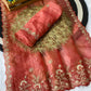 Gold Crush Saree with Silver Sequin & Thread Work