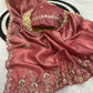 Gold Crush Saree with Silver Sequin & Thread Work