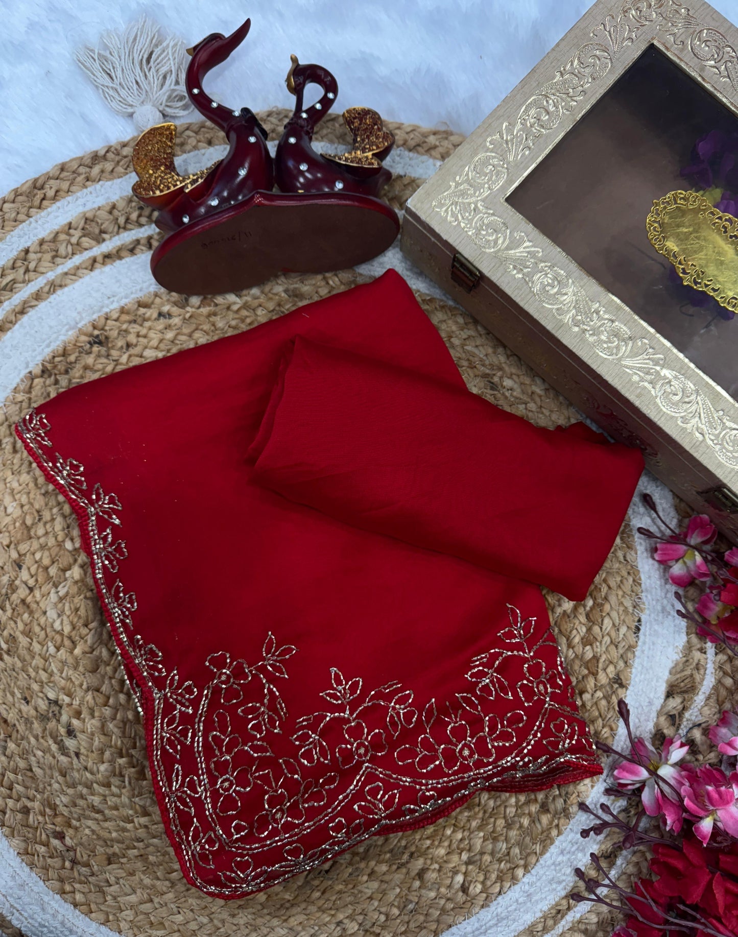 Premium Designer Drape Catonic Rangoli Silk Saree with Katdana