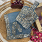 Sky Blue Designer Saree with Embroidered Rich Blue Blouse