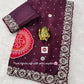 Pure Chinon c-pallu with pitta Codding and sequins work in all saree