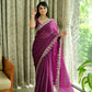 Premium Satin Organza Saree with Real Mirror & Tar Work  Raw Silk Blouse