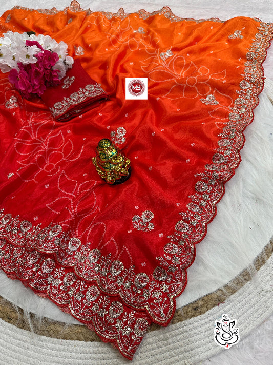 Latest Designer Soft Chinon Silk Digital Print Saree