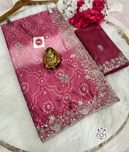 Premium Bandhani Magic Chinon Silk Saree