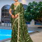 Premium Embroidered Velvet Chiffon Saree with Designer Blouse