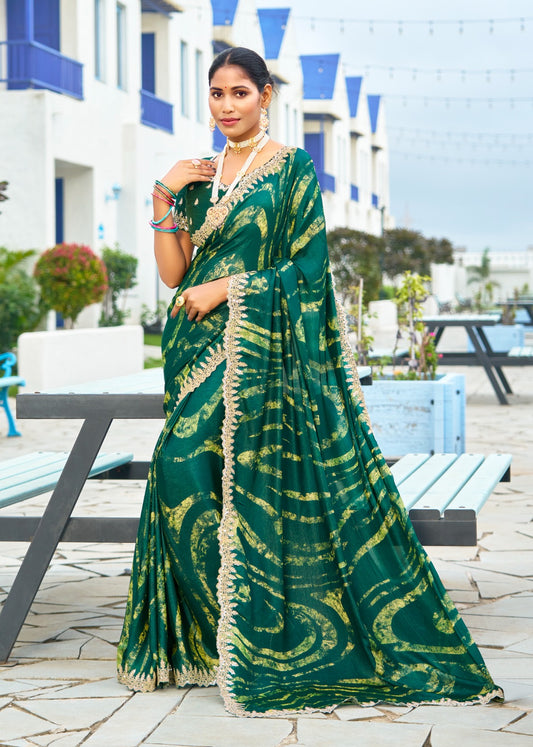 Premium Embroidered Velvet Chiffon Saree with Designer Blouse