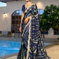 Premium Embroidered Velvet Chiffon Saree with Designer Blouse