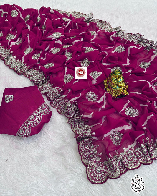 Premium Leheriya Georgette Saree with Heavy C-Pallu & Designer Blouse