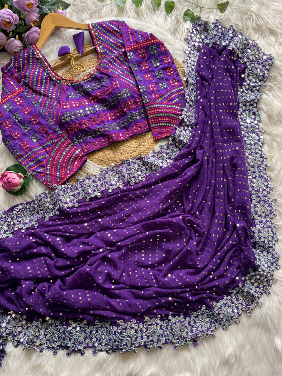 Premium Faux Georgette Saree with Sequin Work