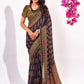 Elegant Moss Fabric Sequin Foil Saree with Cutwork Border