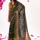 Elegant Moss Fabric Sequin Foil Saree with Cutwork Border
