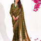 Elegant Moss Fabric Sequin Foil Saree with Cutwork Border