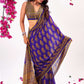 Elegant Moss Fabric Sequin Foil Saree with Cutwork Border