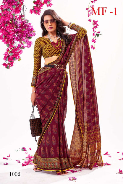 Elegant Moss Fabric Sequin Foil Saree with Cutwork Border