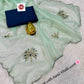 Premium Twile Net Saree with Hand Cutdana, Moti & Khatli Work