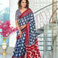 Ikkat Pure Soft Luxury Hand Print Mulmul Cotton Saree
