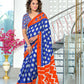 Ikkat Pure Soft Luxury Hand Print Mulmul Cotton Saree