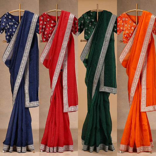 Premium Designer Saree on Heavy Organza Silk with LCD Diamond Work