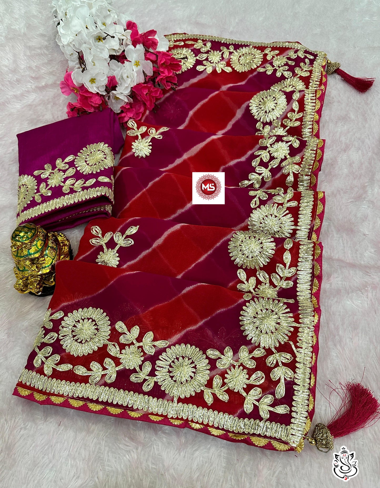 Beautiful Soft Georgette Lehriya Multi Saree
