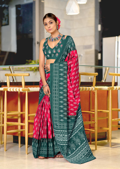 Pure Cotton premium Hand Block Printed Cotton Saree