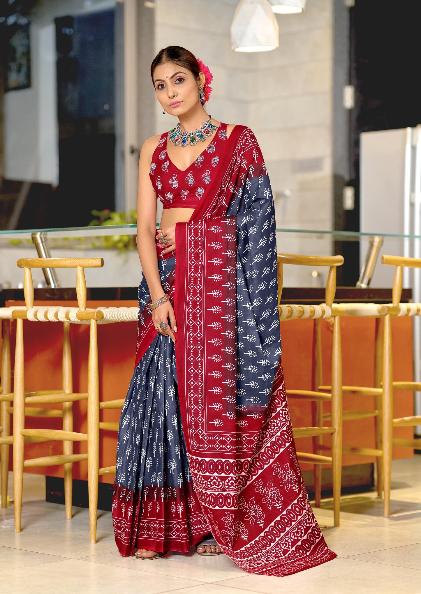 Pure Cotton premium Hand Block Printed Cotton Saree