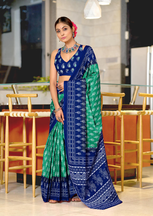 Pure Cotton premium Hand Block Printed Cotton Saree