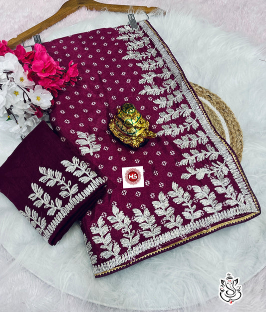 Graceful Bandhani Chinon Silk Saree A Blend of Tradition & Elegance