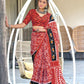 Premium Pure Mulmul Cotton Sarees Ikkat Hand Block Print