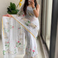 Traditional Pichwai Design Hand Painted & Hand Block Maslin Cotton Saree