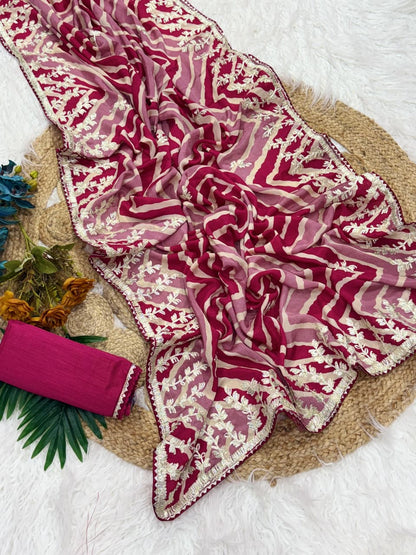 Premium Leheriya Charm Saree in Chinnon Silk