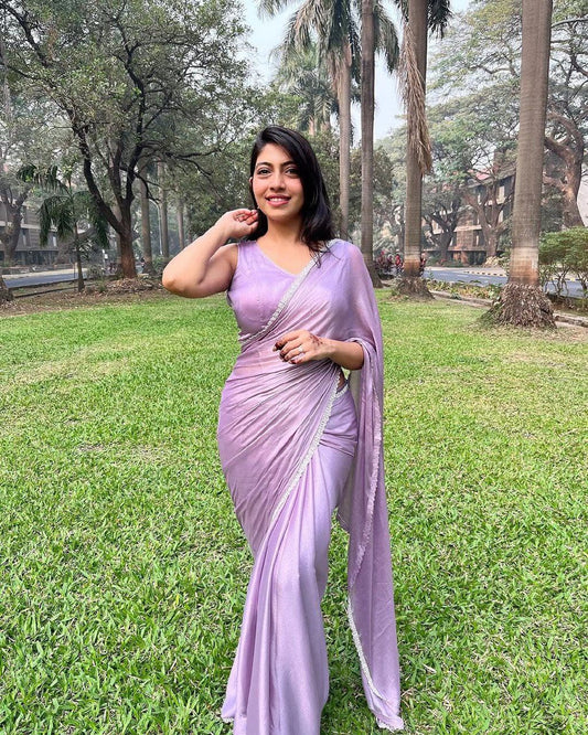 Premium Space Silk Saree with Handwork Lace