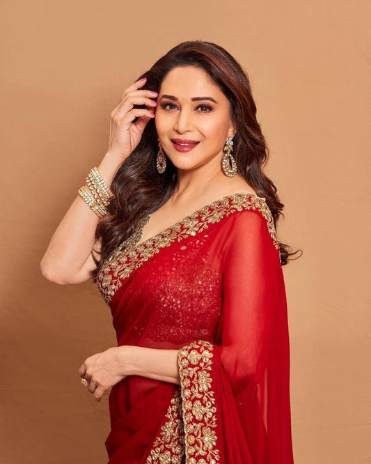 Premium Embroidered Georgette Saree with Zari & Sequin