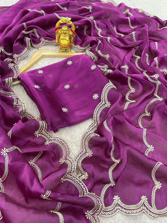 Premium Zimmy Choo Silk Saree with Elegant Embroidery