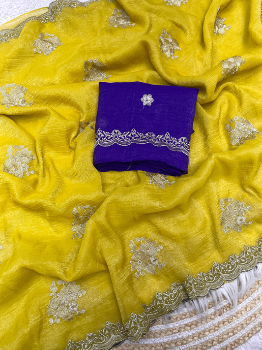 Elegant Soft Carnchy Chiffon Saree