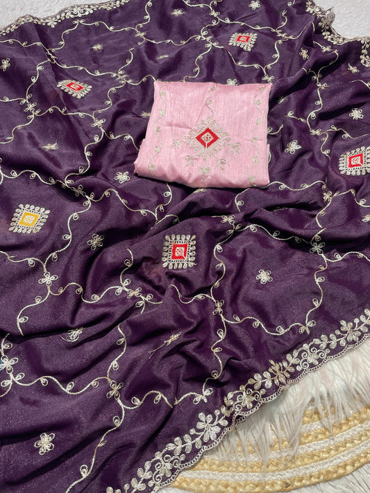 Premium Blooming Chocolate Silk Saree