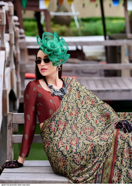 Premium Satin Silk Saree With Unstich Blouse