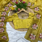 Premium Gold Crush Thread & Cutwork Embroidery Saree