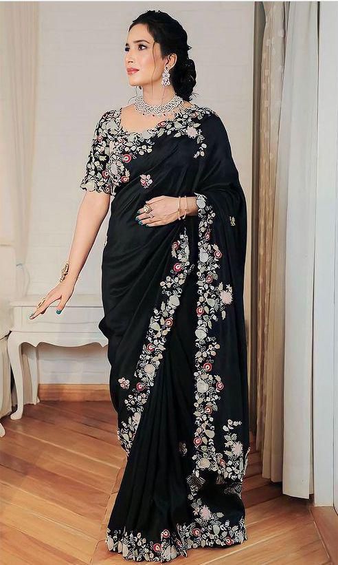 Premium Heavy Soft Georgette Embroidered Saree