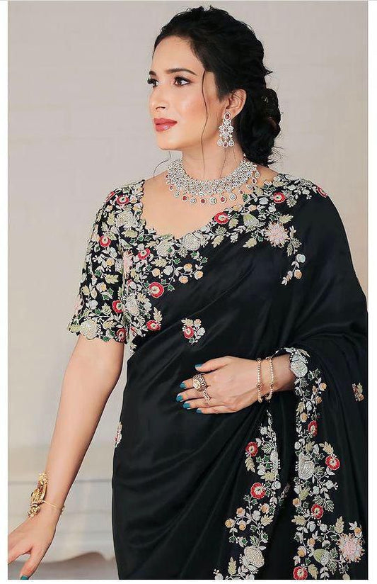 Premium Heavy Soft Georgette Embroidered Saree