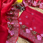 Premium Cherry Red Pure Geemichu Silk Saree