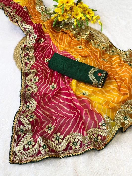 Premium Georgette Leheriya Bandhani Saree