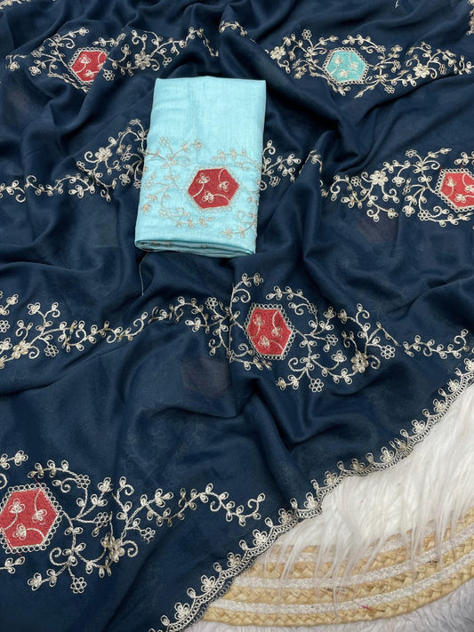 Premium Blooming Chocolate Silk Saree