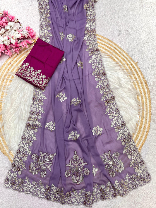 Luxurious Chocolate Silk Designer C-Pallu Saree