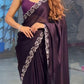Black Ramgoli Shine Saree with Handmade Diamond Panel Work
