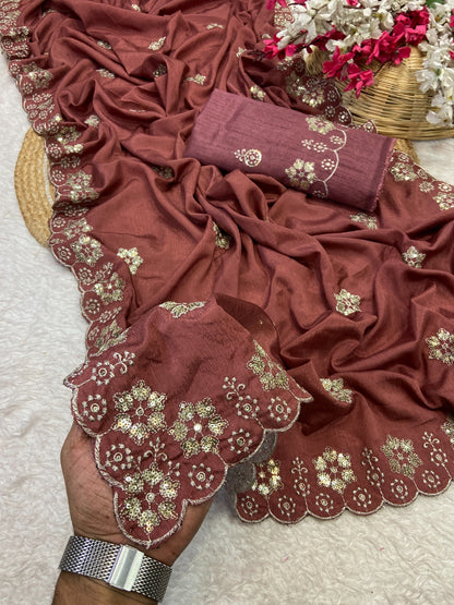 Premium Chinon Sequence Saree with Designer Blouse