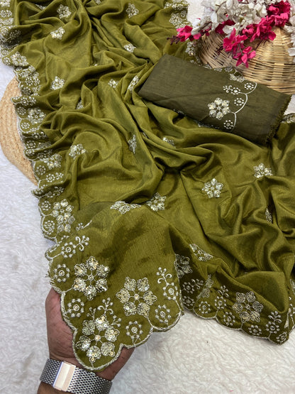 Premium Chinon Sequence Saree with Designer Blouse
